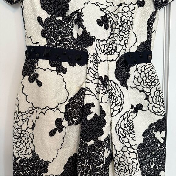 Peter Som Career Dress / Cocktail Dress in black and white print w/ beaded belt - Picture 3 of 15